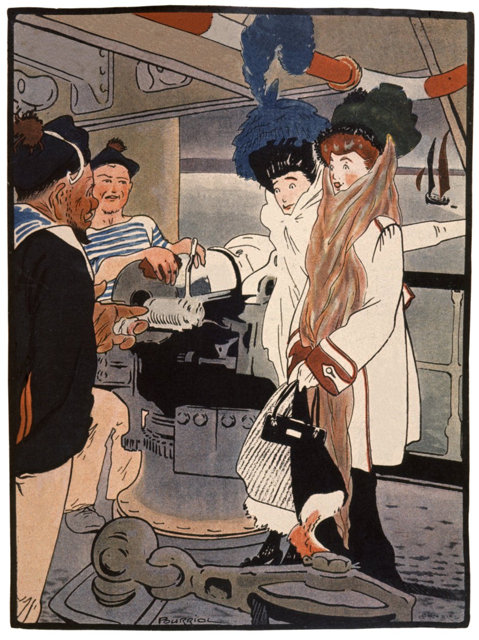 Krigsskepp, ca 1900 (tryck) av Charles Pourriol