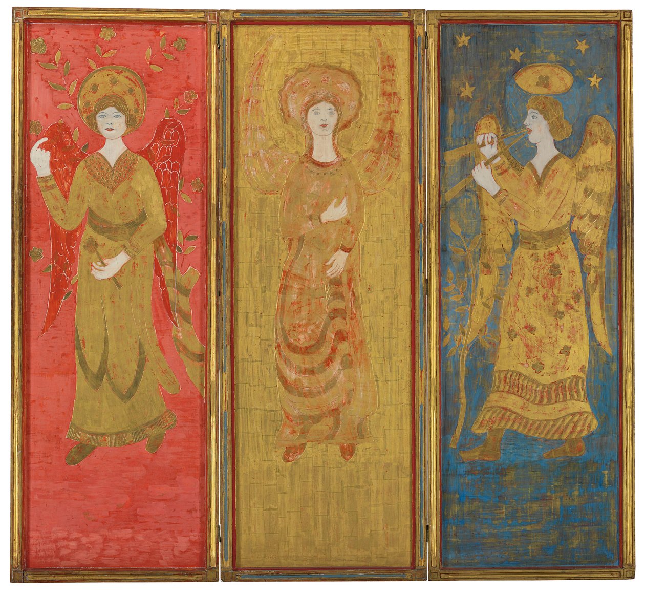 Trepanelsskärm (omvänd), ca 1916-17 (olja och bladguld på gessoed trä) av Charles Prendergast
