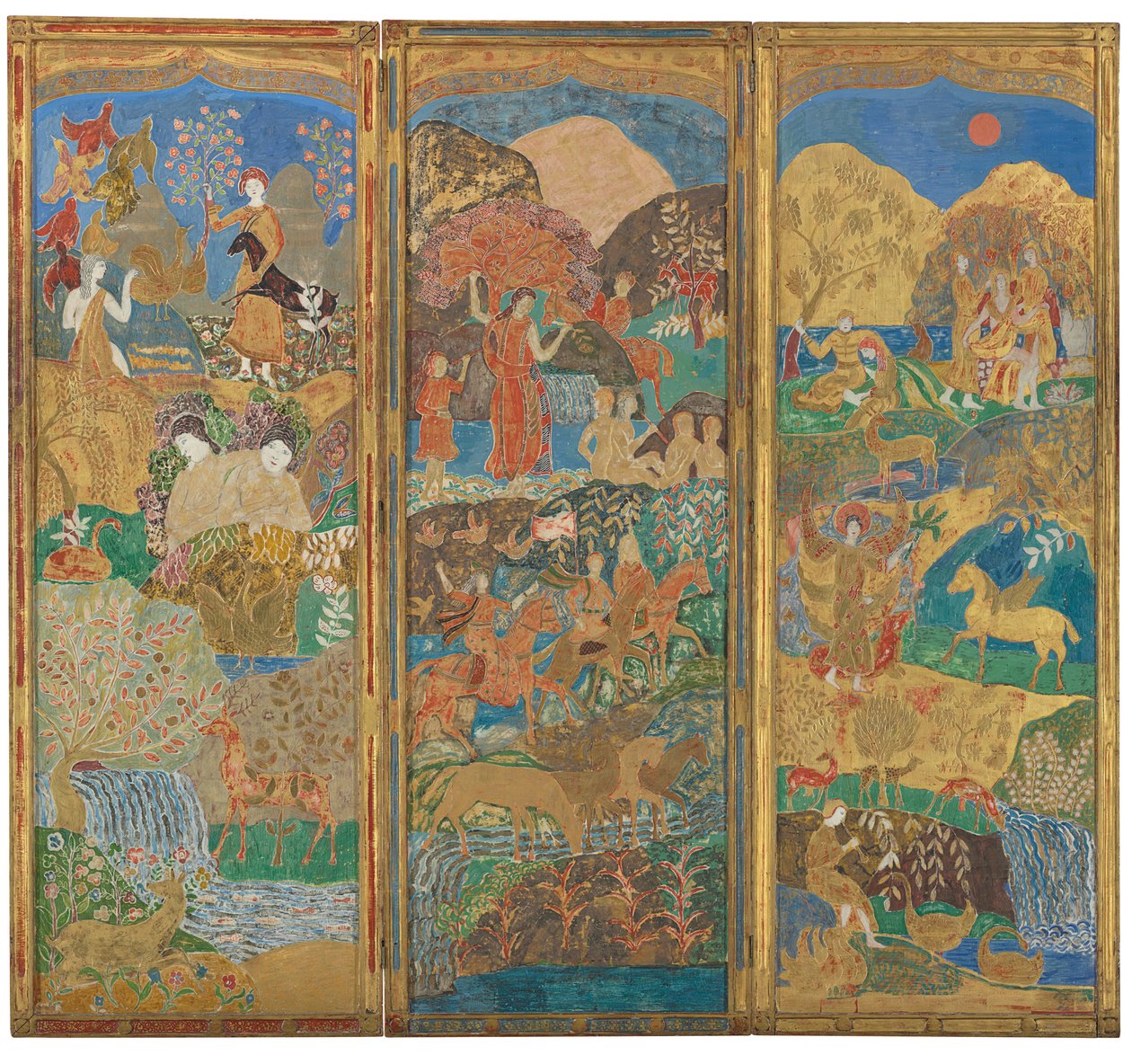 Trepanelsskärm, ca 1916-17 (olja och bladguld på gessoed trä) av Charles Prendergast