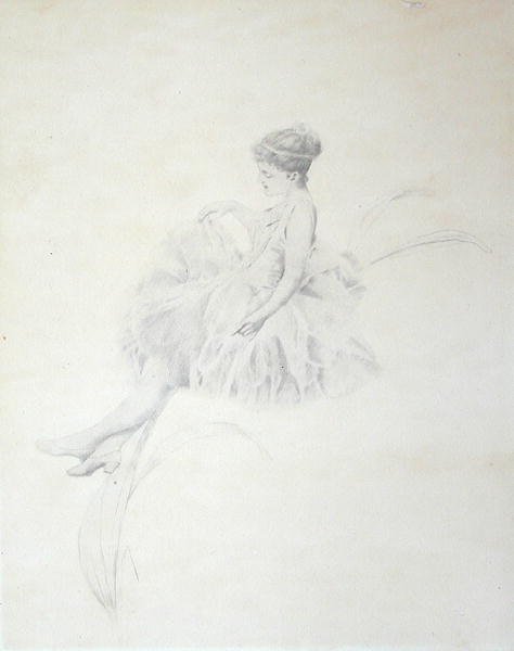 Fe på en lilja (silverpoint) av Charles Prosper Sainton