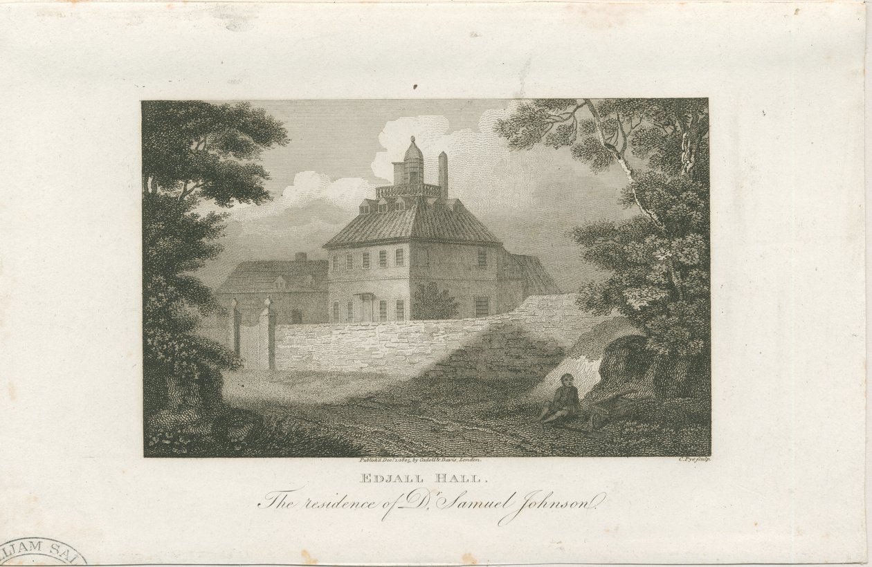 Lichfield - Edial Hall: gravyr, nd [c 1805] (tryck) av Charles Pye