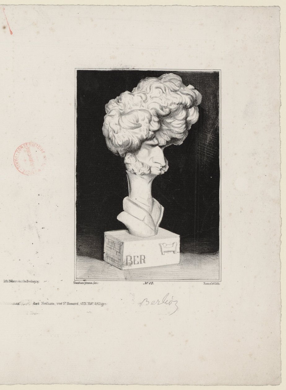 Hector Berlioz av Charles Ramelet (1805-1851) efter en byst av Jean-Pierre Dantan (1800-1869) av Charles Ramelet
