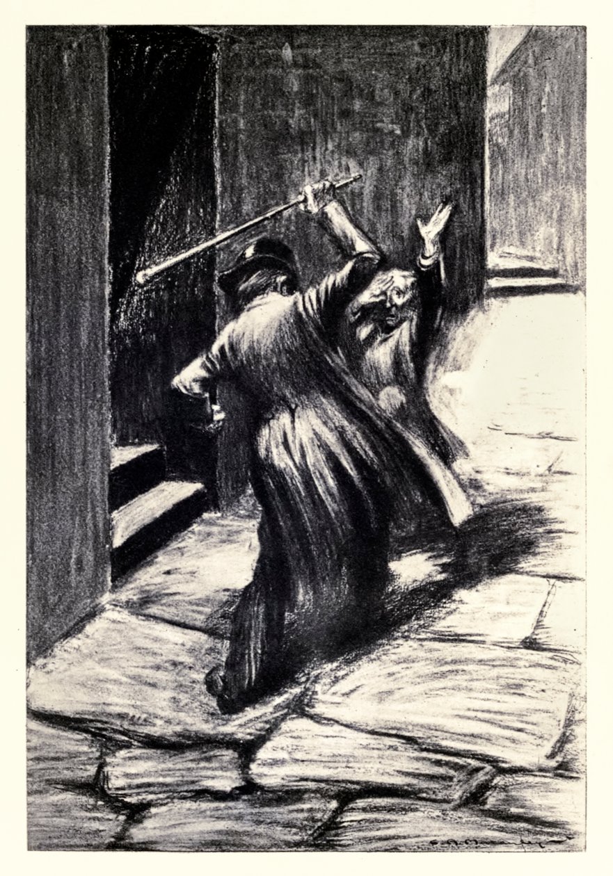 Klubbbad honom till jorden" från "Strange Case of Dr Jekyll and Mr Hyde" av Robert Louis Stevenson av Charles Raymond Macauley