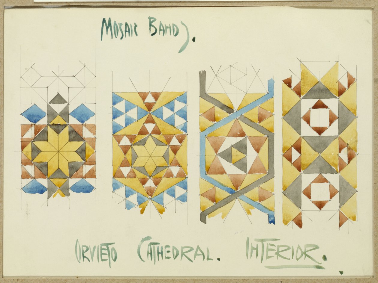 Ett ark med studier av mosaikband, Orvieto-katedralen, 1891 av Charles Rennie Mackintosh