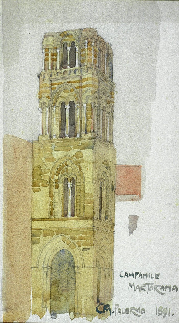 Campanile Martorana, Palermo, 1891 (penna och akvarell) av Charles Rennie Mackintosh