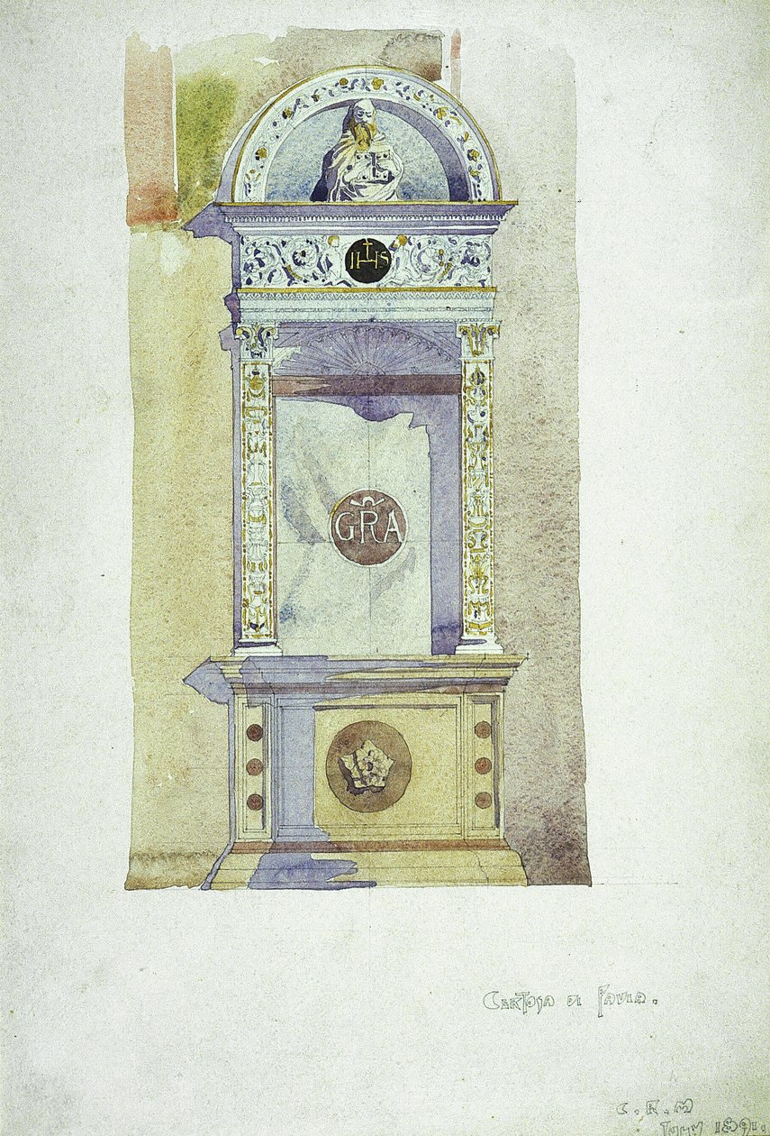 Certosa di Pavia, Memorial, 1891 (akvarell på papper) av Charles Rennie Mackintosh