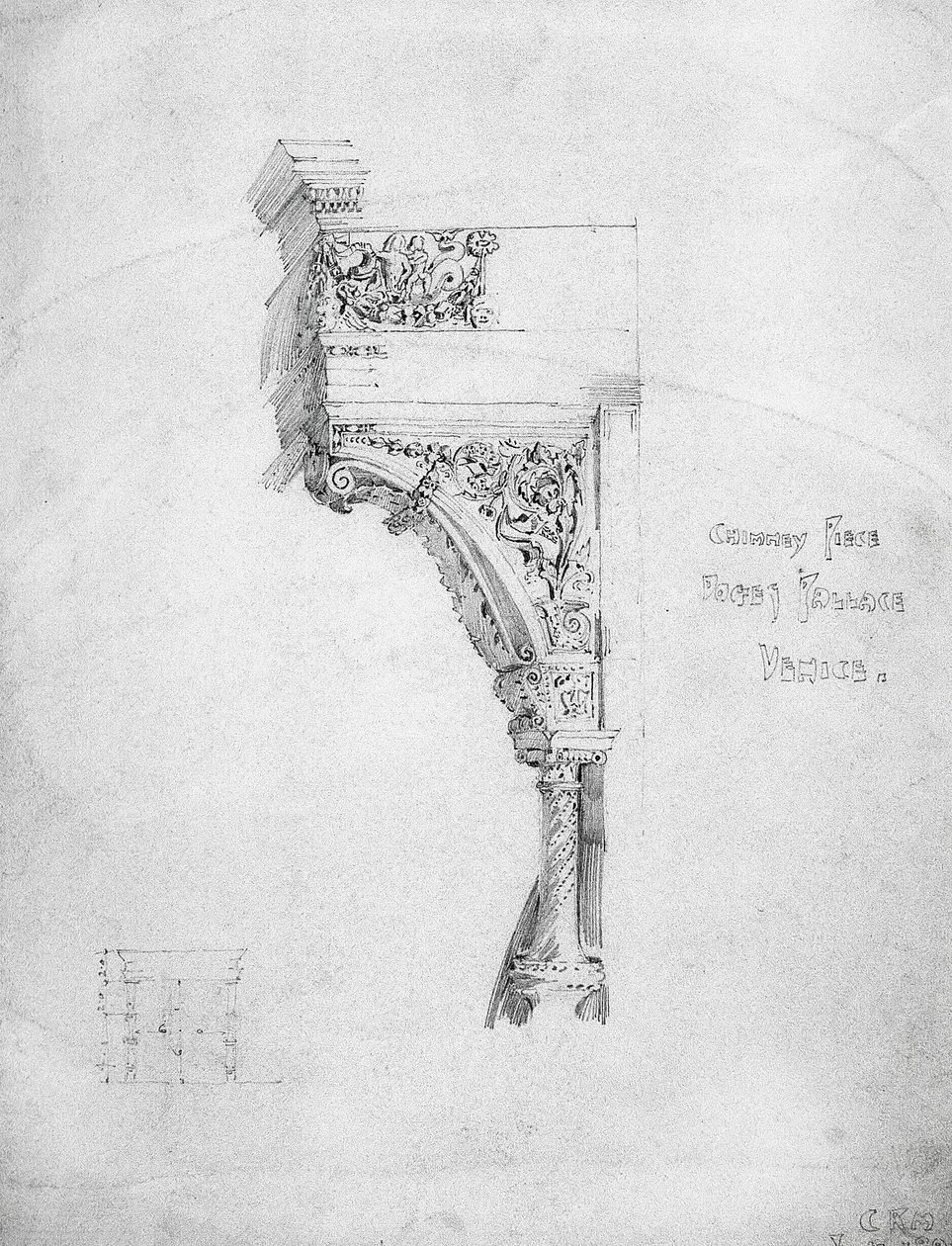 Skorstensstycke, Dogespalatset, Venedig, 1891 av Charles Rennie Mackintosh