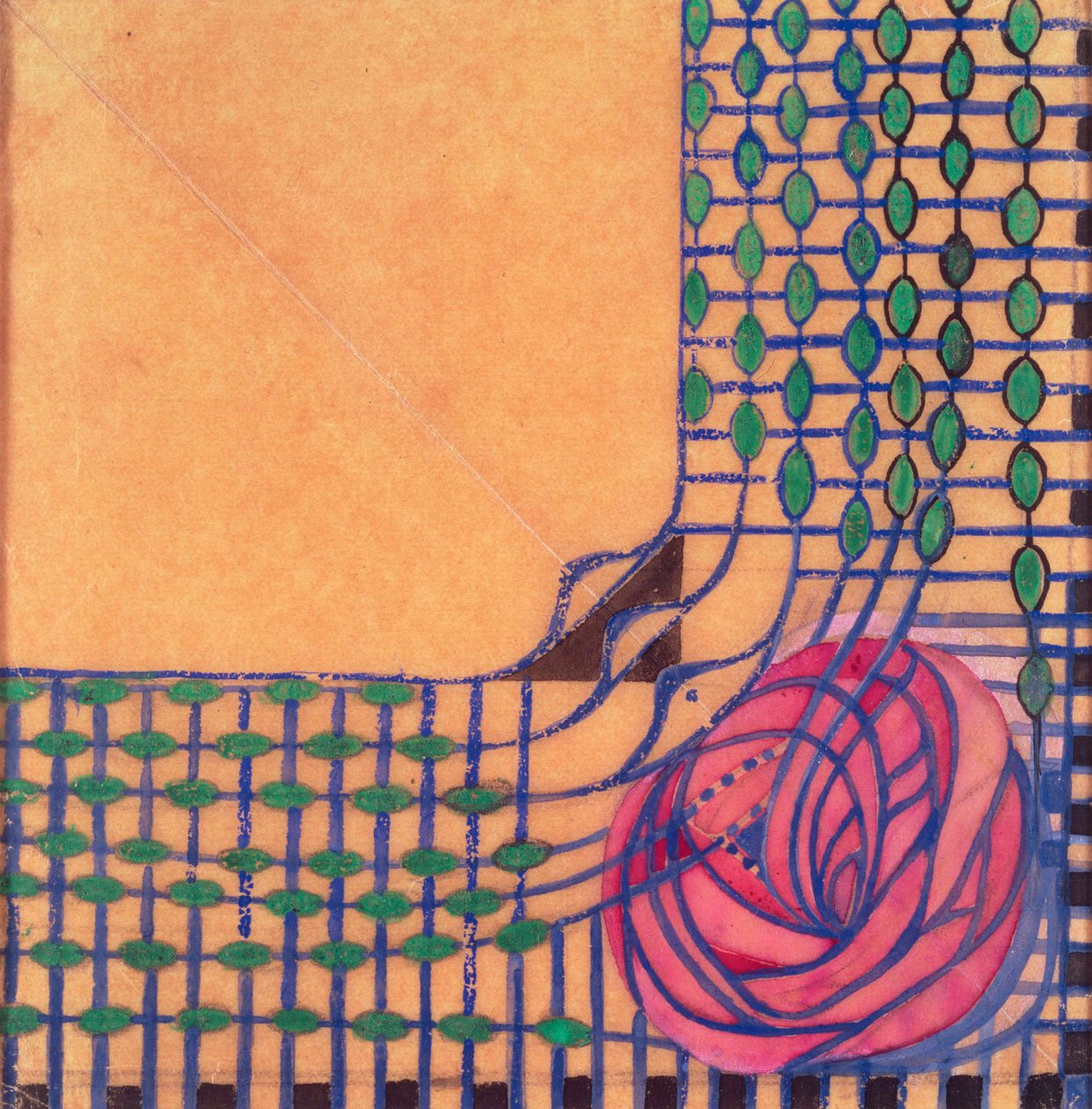 Design för tryckt textil (akvarell) av Charles Rennie Mackintosh