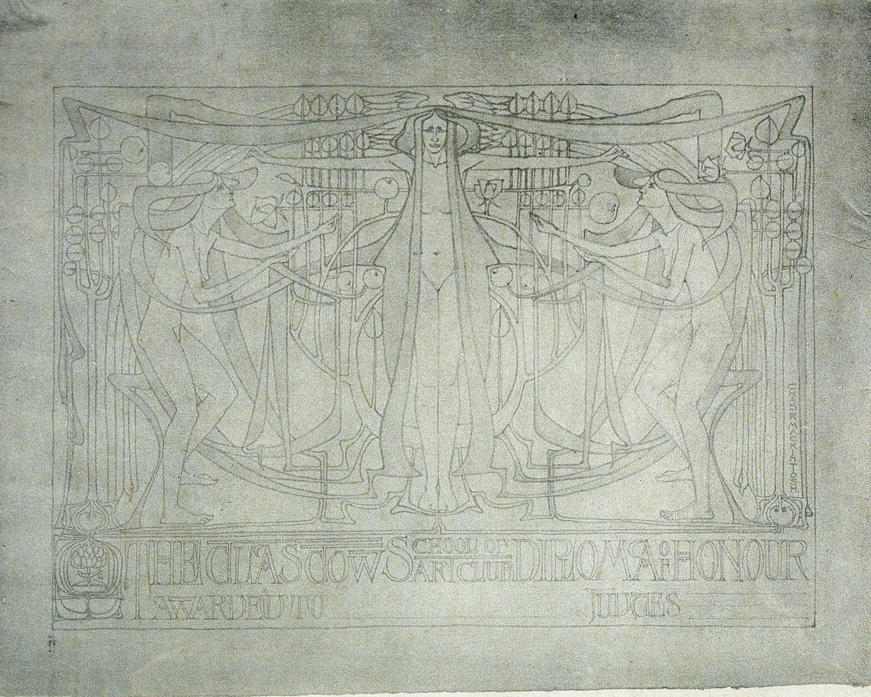 Diploma of Honour, Glasgow School of Art, 1893 (akvarelltryck på rispapper) av Charles Rennie Mackintosh