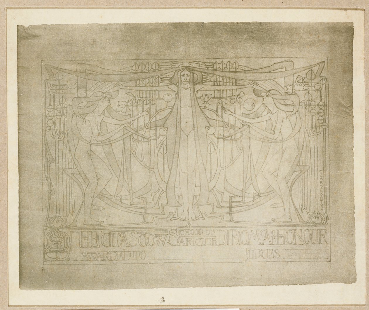 Diploma of Honour", designad för Glasgow School of Art Club, 1894-95 av Charles Rennie Mackintosh