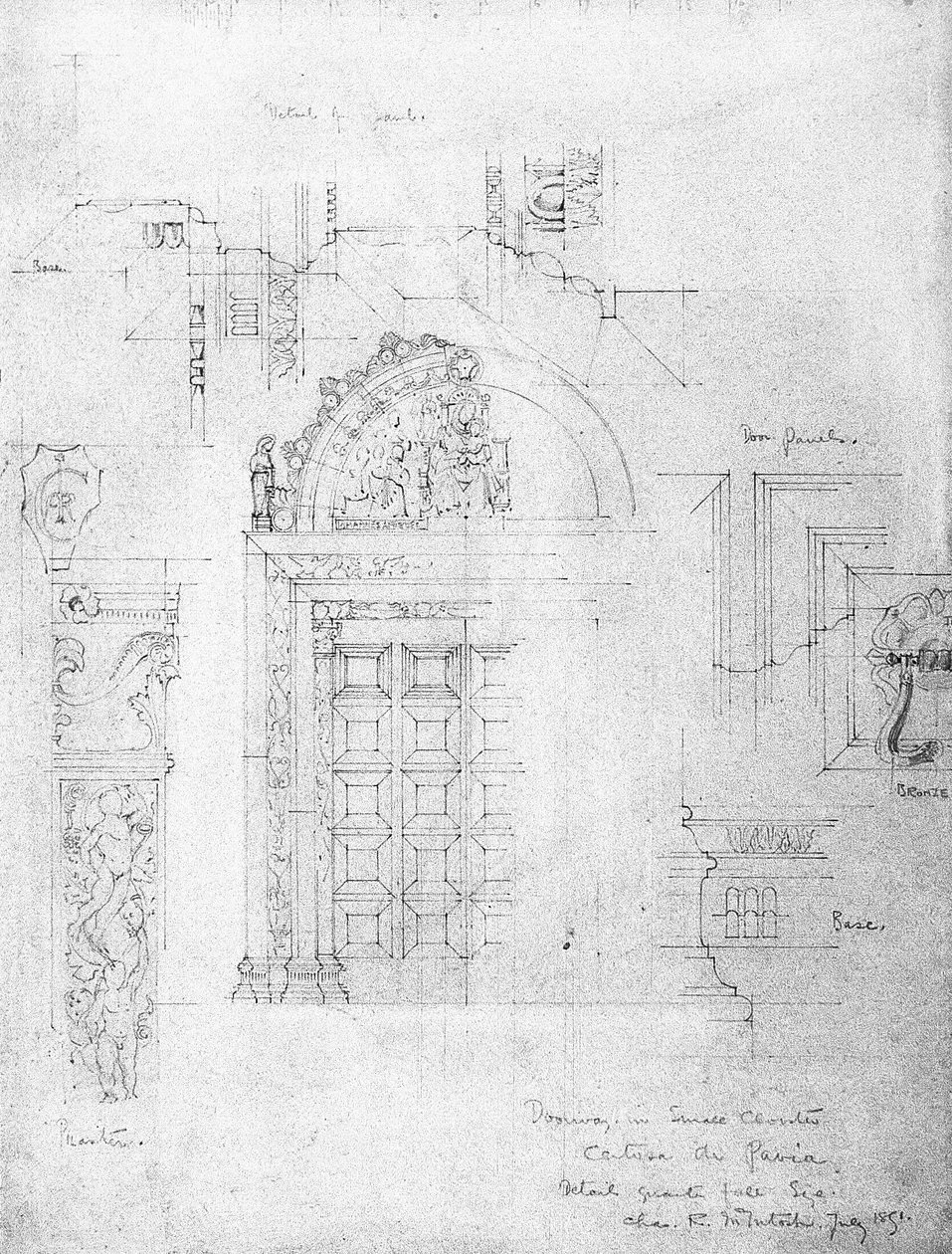 Dörröppning i det lilla klostret, Certosa di Pavia, 1891 av Charles Rennie Mackintosh