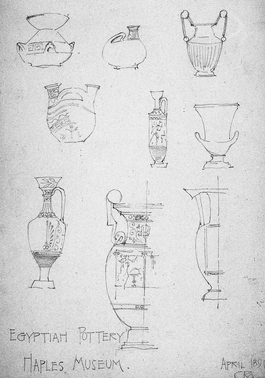Egyptisk keramik, Neapel museum, 1891 av Charles Rennie Mackintosh