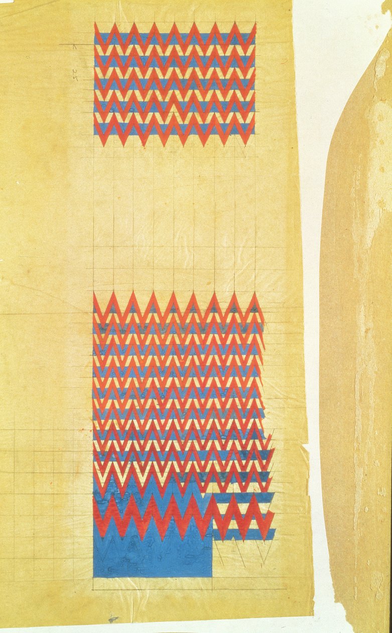 Tygdesign, 1916 (penna & kroppsfärg på oljat kalkerpapper) av Charles Rennie Mackintosh