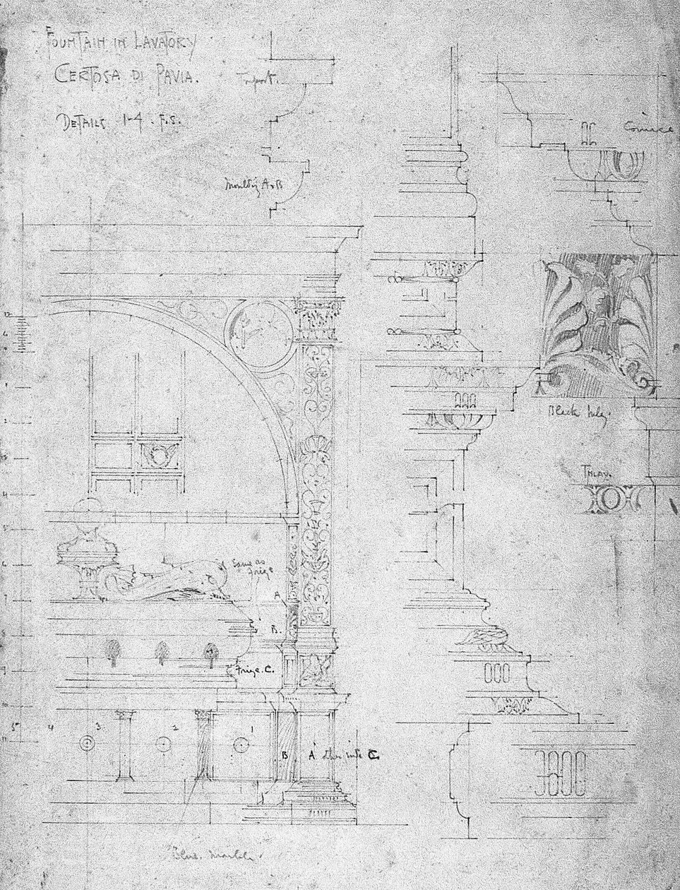Fontän i toaletten, Certosa di Pavia, 1891 av Charles Rennie Mackintosh
