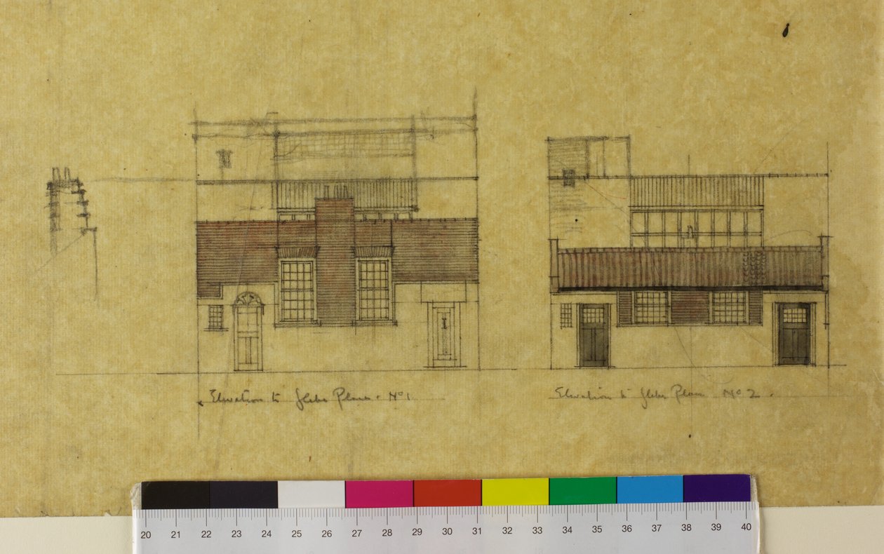 Harold Squire Studio: höjder, alternativ höjd till Glebe Place av Charles Rennie Mackintosh