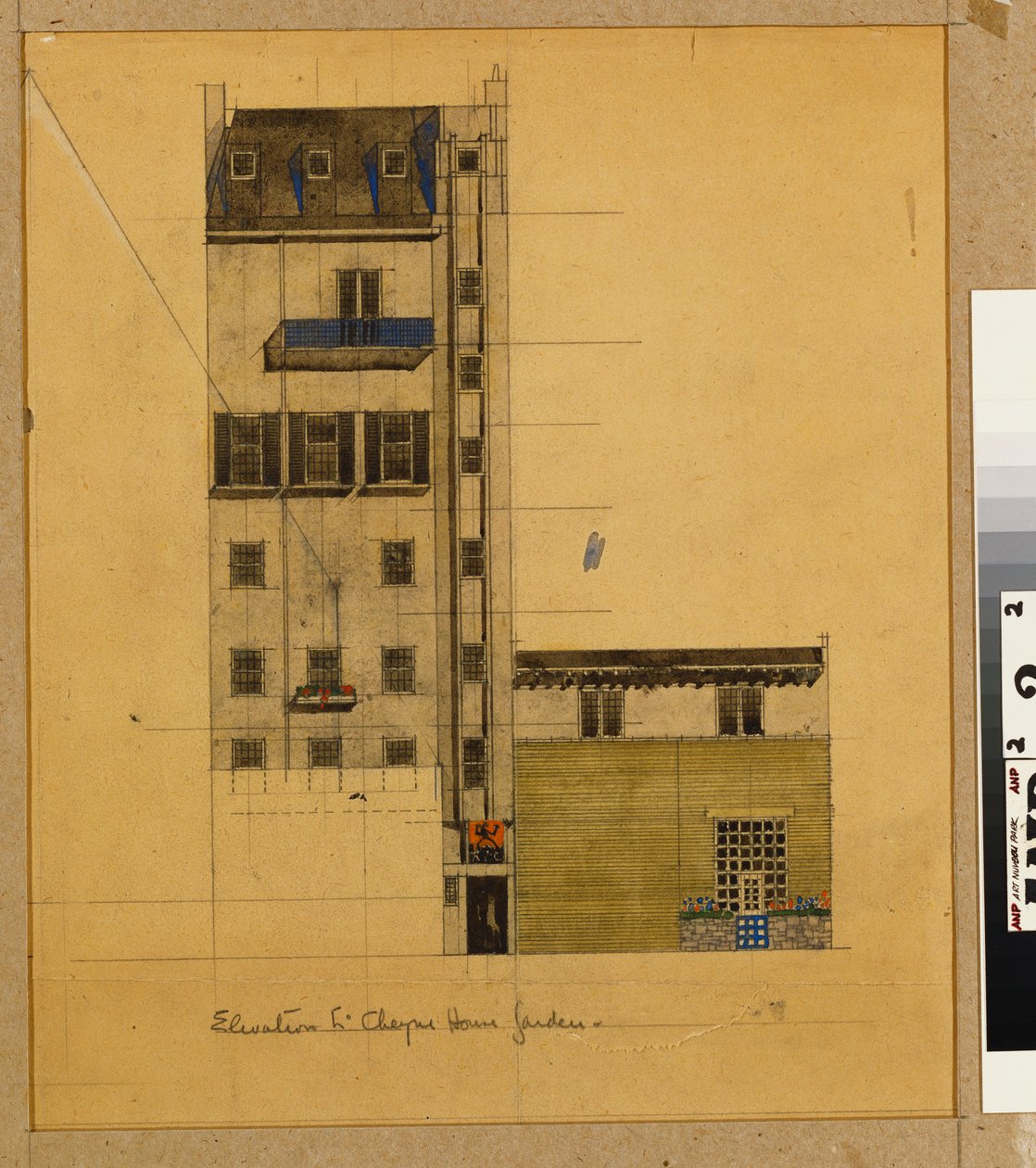 London, höjd av föreslagen studio i Glebe Place och Upper Cheyne Walk av Charles Rennie Mackintosh