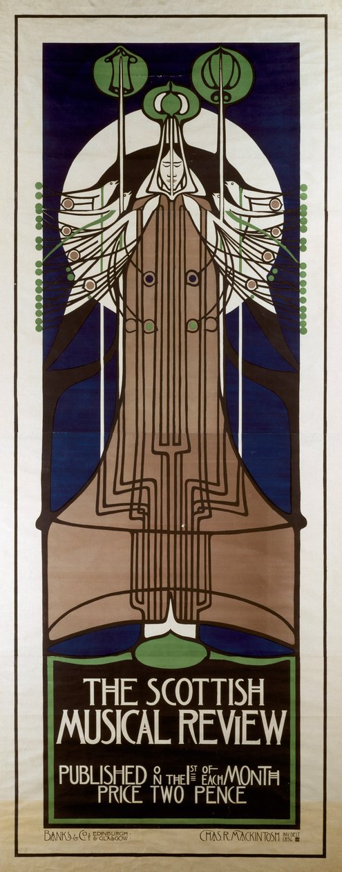 Affisch som annonserar Scottish Musical Review av Charles Rennie Mackintosh