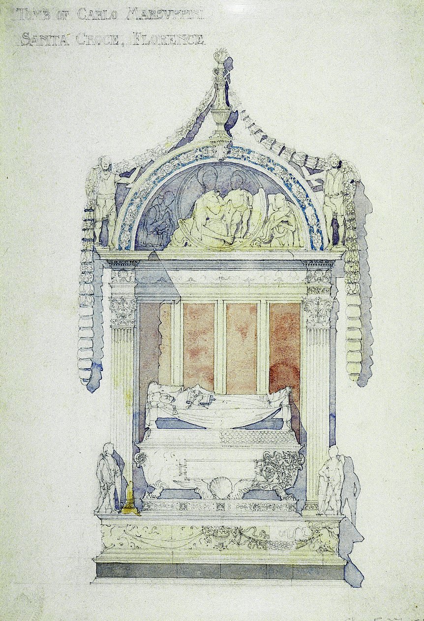 Carlo Marsuppinis grav, Santa Croce, Florens, 1891 (akvarell på papper) av Charles Rennie Mackintosh