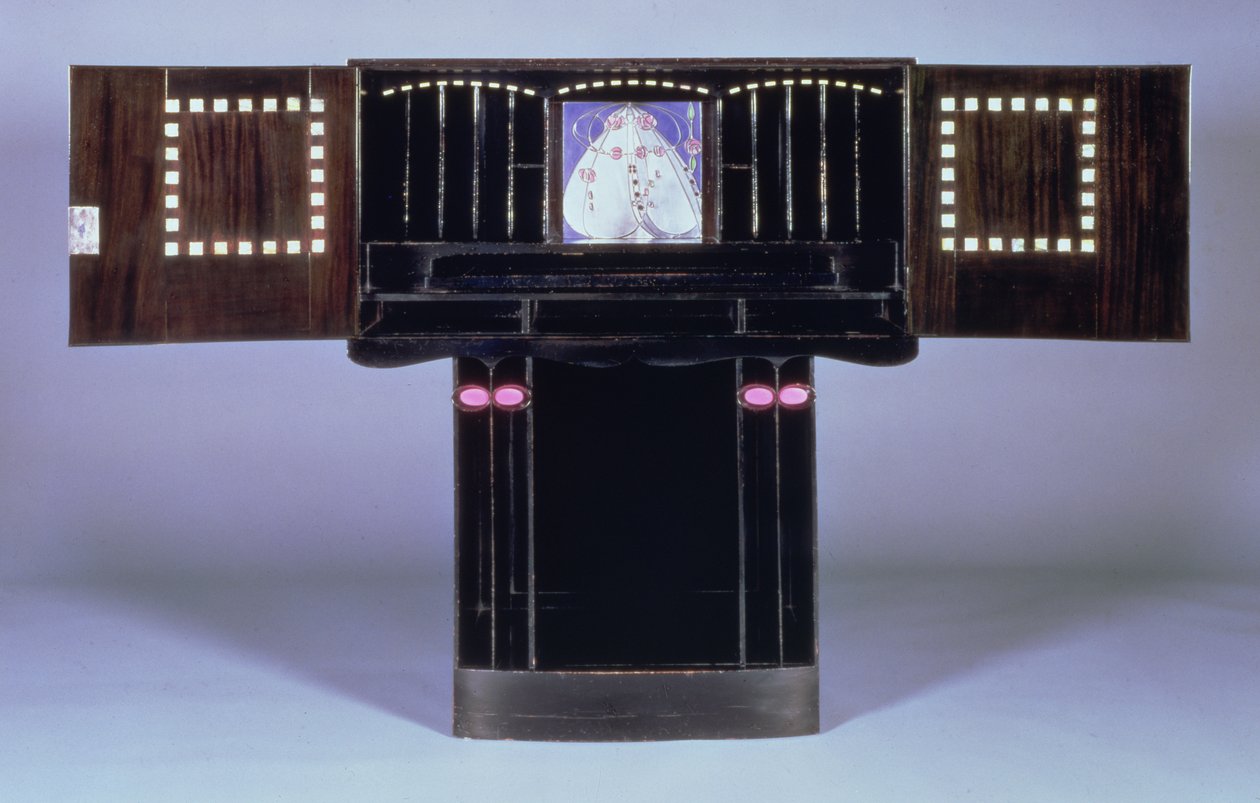 Skrivbord för Hill House, Helensburgh, ca 1902 (öppet) (se 71064) av Charles Rennie Mackintosh