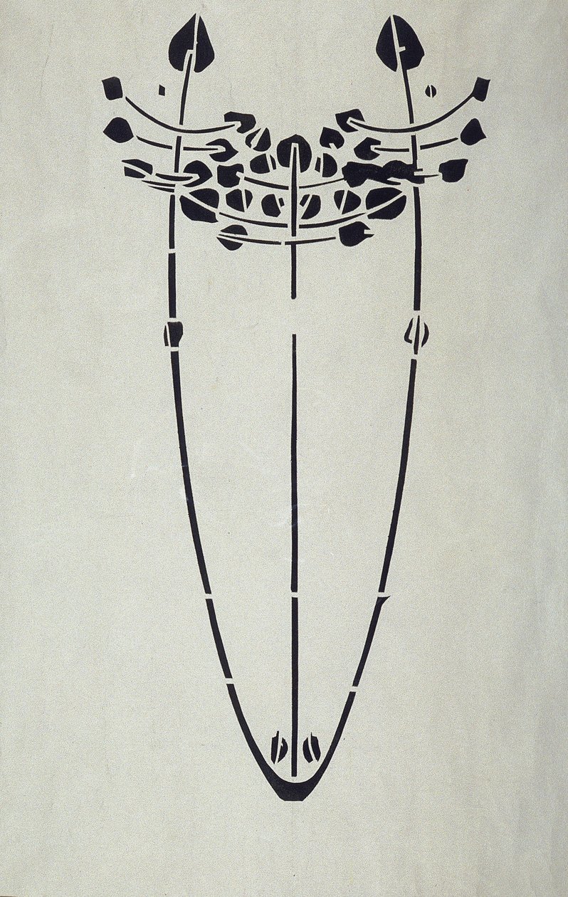 Modern reproduktion från original Mackintosh stencil för väggdekoration, trädmotiv, 1902 (affischfärg på patronpapper) av Charles Rennie Mackintosh