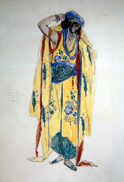 Kostymdesign för Oulade, ca 1920 (akvarell, gouache & penna på papper) av Charles Ricketts