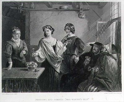 Florizel och Perdita, graverad av Lumb Stocks (1812-92) (gravyr) av Charles Robert (after) Leslie