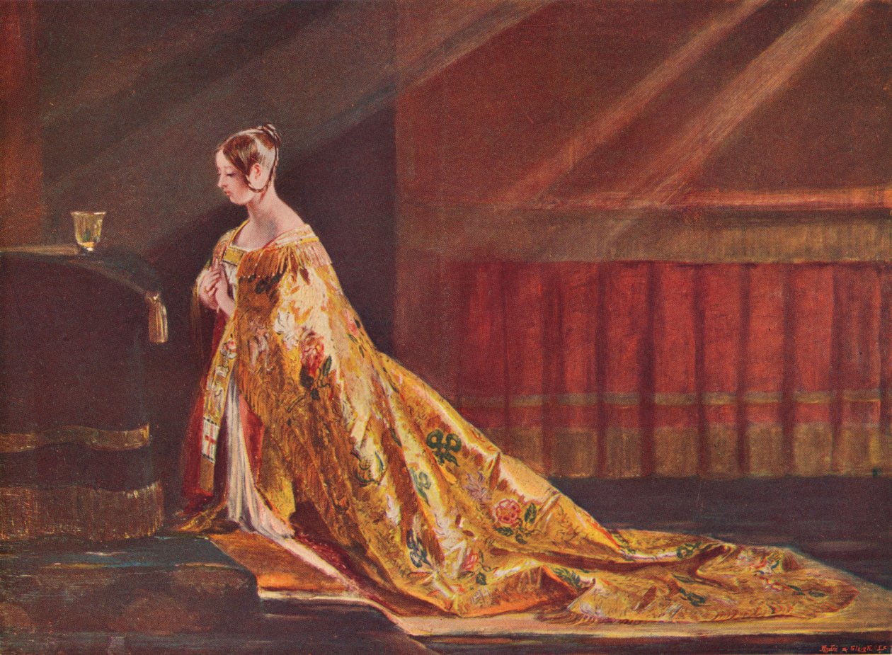 Drottning Victoria i kröningskläderna, 1838 1906 av Charles Robert Leslie