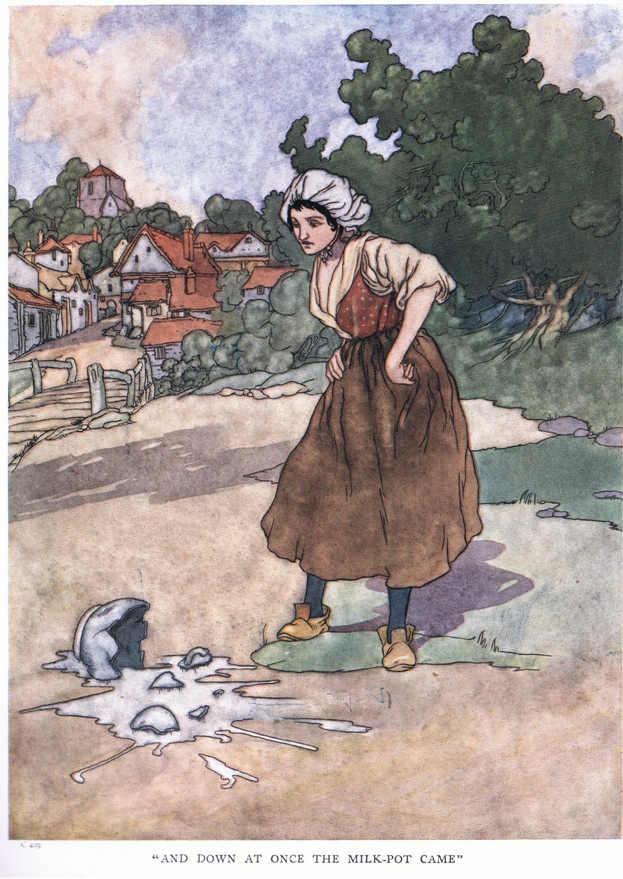Och ner på en gång kom mjölkgrytan, 1930-talet av Charles Robinson