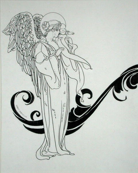 Ängel och barn, illustration från "Andersen