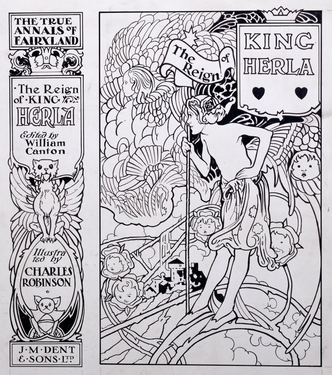 Framsidans illustration för The True Annals of Fairyland, The Reign of King Herla, redigerad av William Canton, publicerad 1900 av Charles Robinson