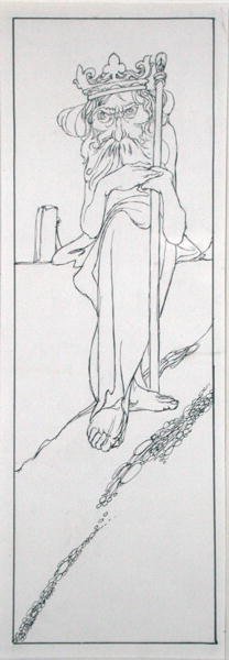 Han höll en spira i handen och bar en krona på pannan, illustration från 