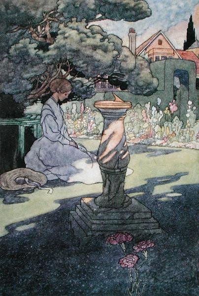Solens sista strålar, publicerad 1912 (färg litho) av Charles Robinson