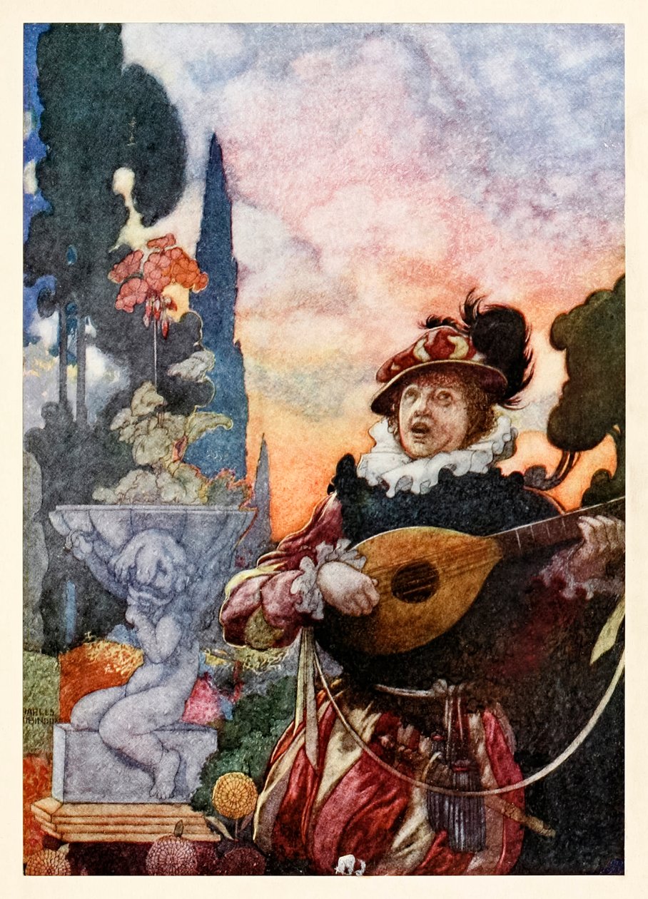 "Markera hur en sträng, söt make till en annan, slår var och en av var och en genom ömsesidig ordning" från "Harmony and Melody" i The Songs and Sonnets of William Shakespeare av Charles Robinson