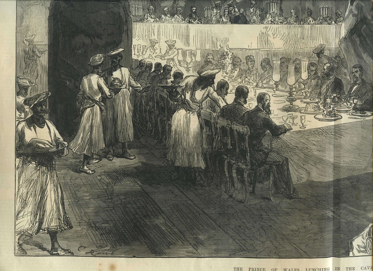 Prinsen av Wales äter lunch i grottorna i Elephanta av Charles Robinson