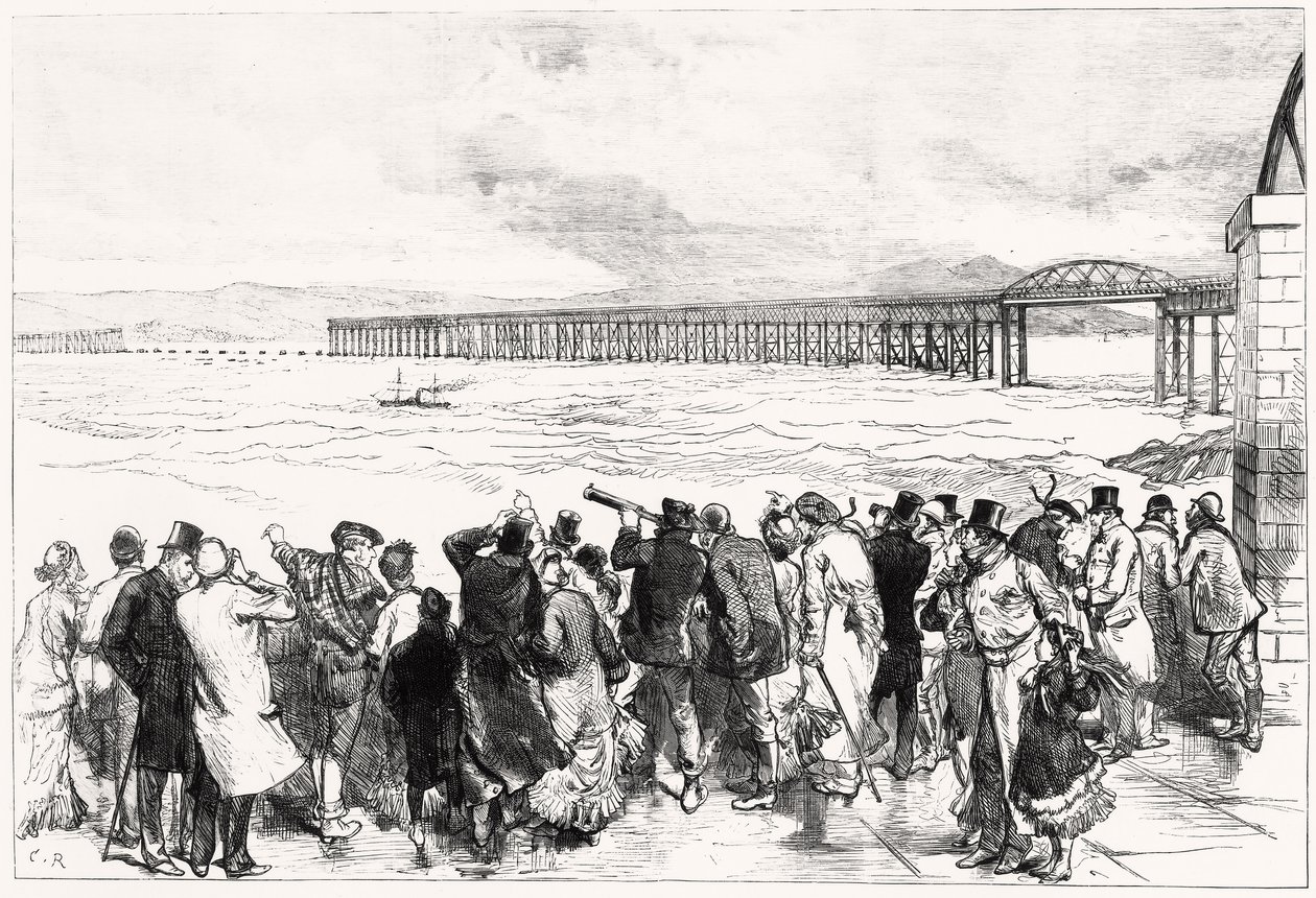 Tay-bron som den såg ut måndagen den 29 december klockan tio (gravyr) av Charles Robinson