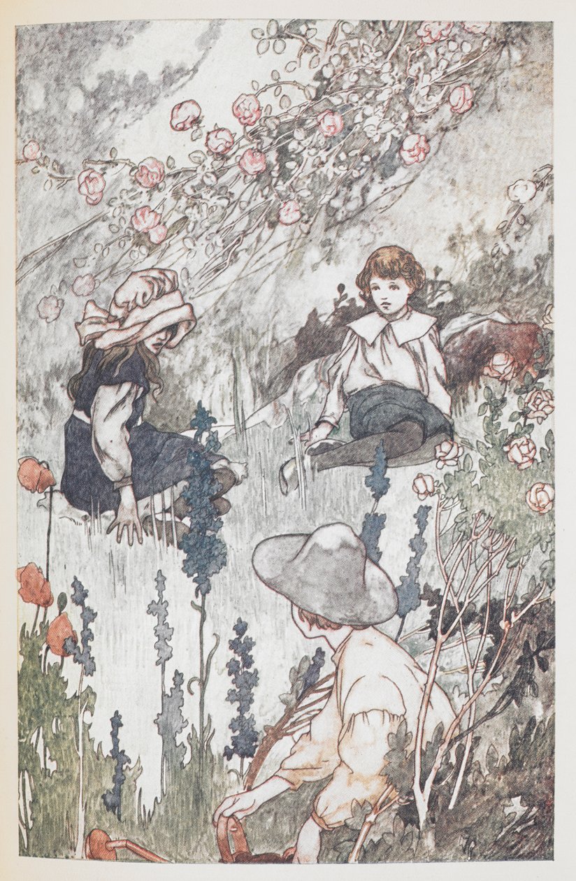 Barnen i den hemliga trädgården: Mary Lennox, Colin Craven och Dickon Sowerby. av Charles Robinson