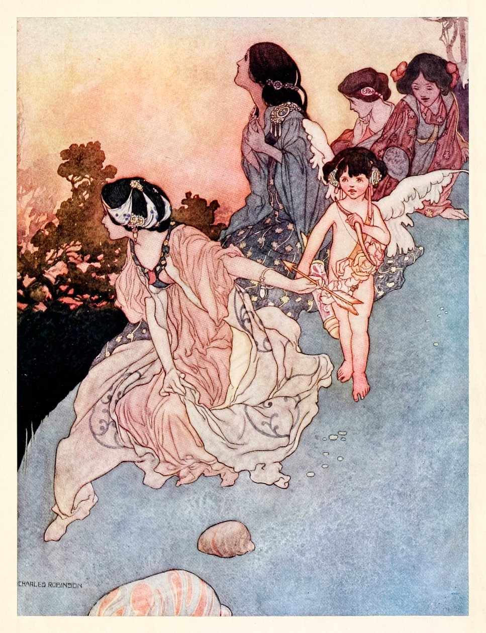 "Dessa älskare gråter Åh! Åh! De dör!" från "Winter" i The Songs and Sonnets of William Shakespeare av Charles Robinson