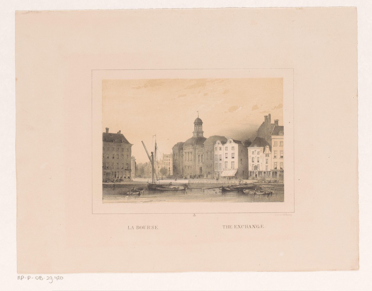 Utsikt över börsen i Rotterdam Labourse / The Exchange (titel på objekt) Vues et monuments de la ville de Rotterdam / Utsikter och monument över staden Rotterdam (serietitel) av Charles Rochussen