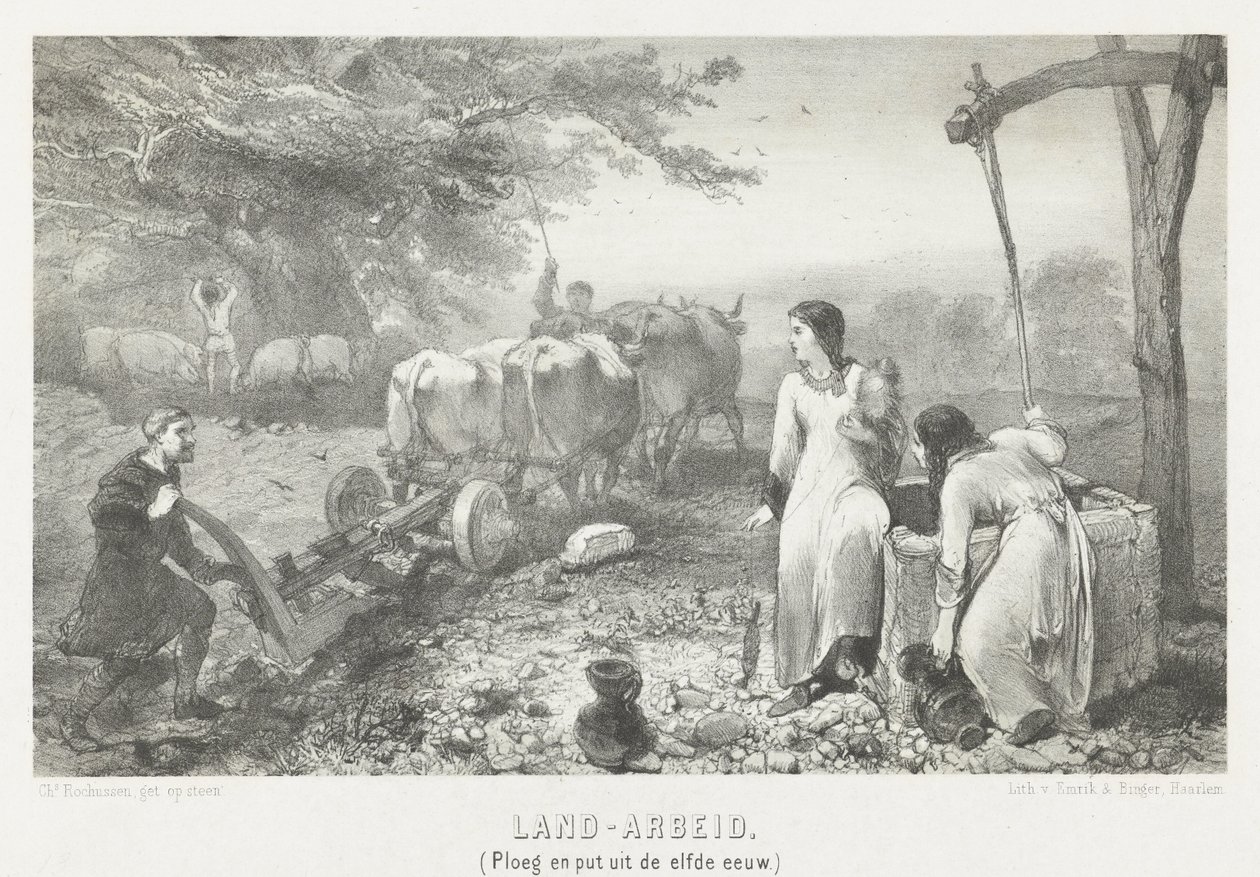Landarbete (plog och brunn från 1000-talet) (titel på objekt) av Charles Rochussen