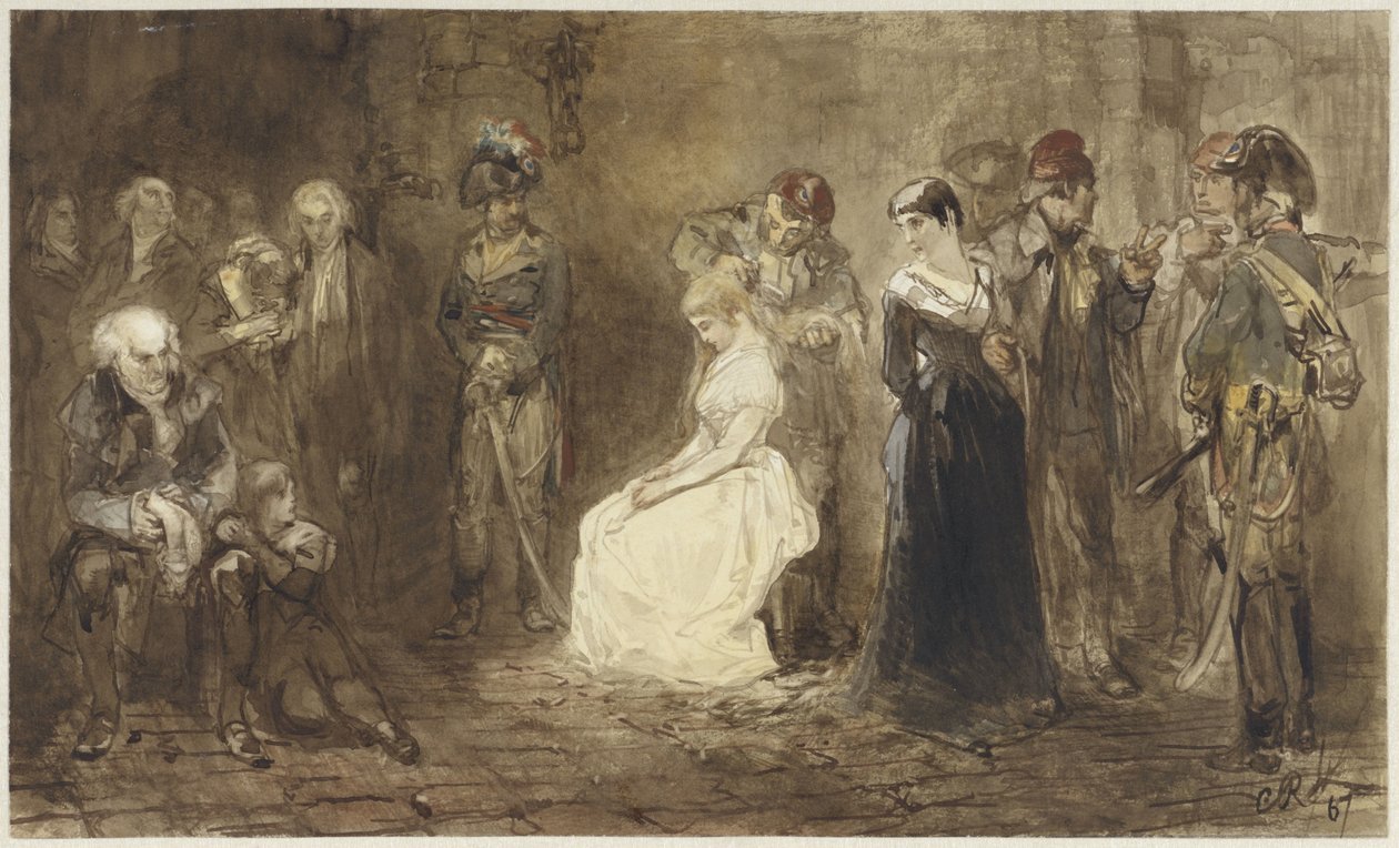Prinsessan Elisabeth av Frankrike i fängelse den 10 maj 1794 av Charles Rochussen