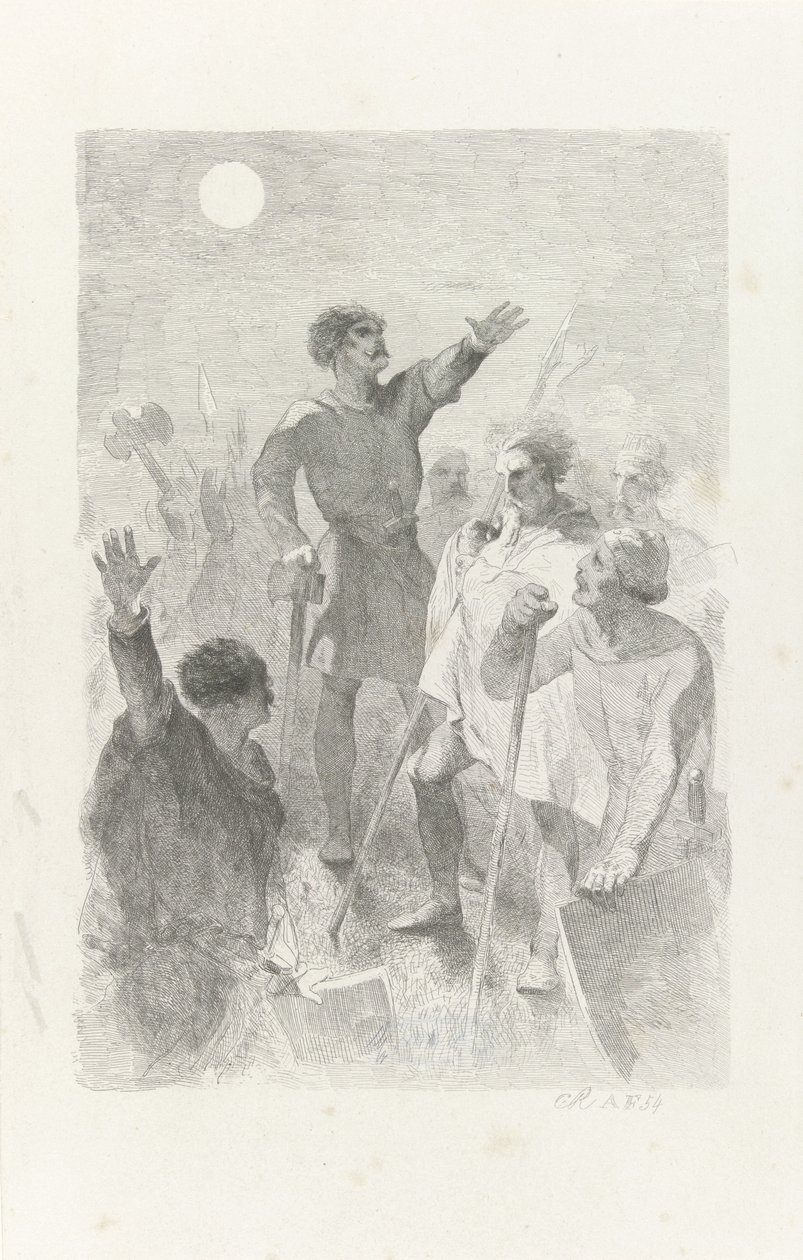 Wilfried omgiven av sina krigare av Charles Rochussen