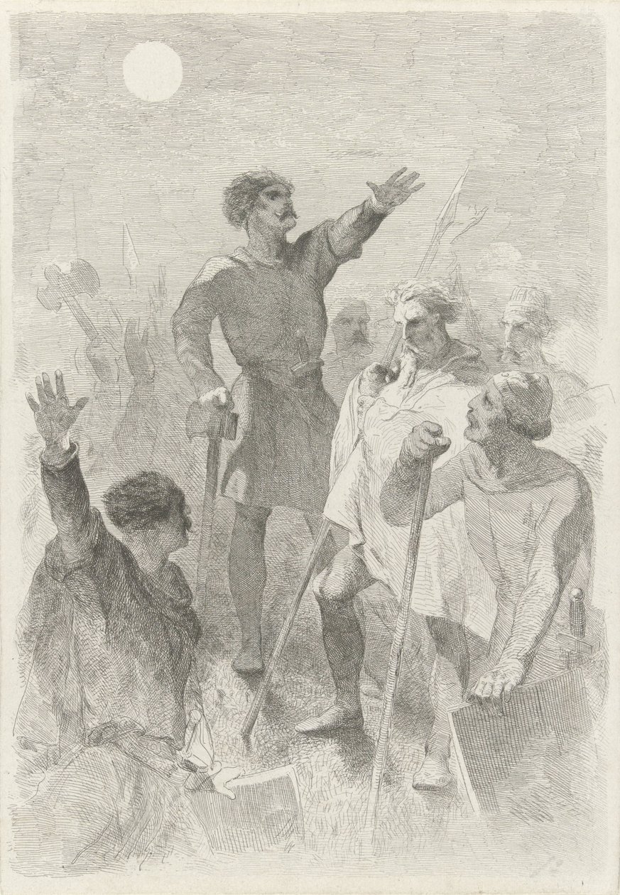 Wilfried omgiven av sina krigare av Charles Rochussen