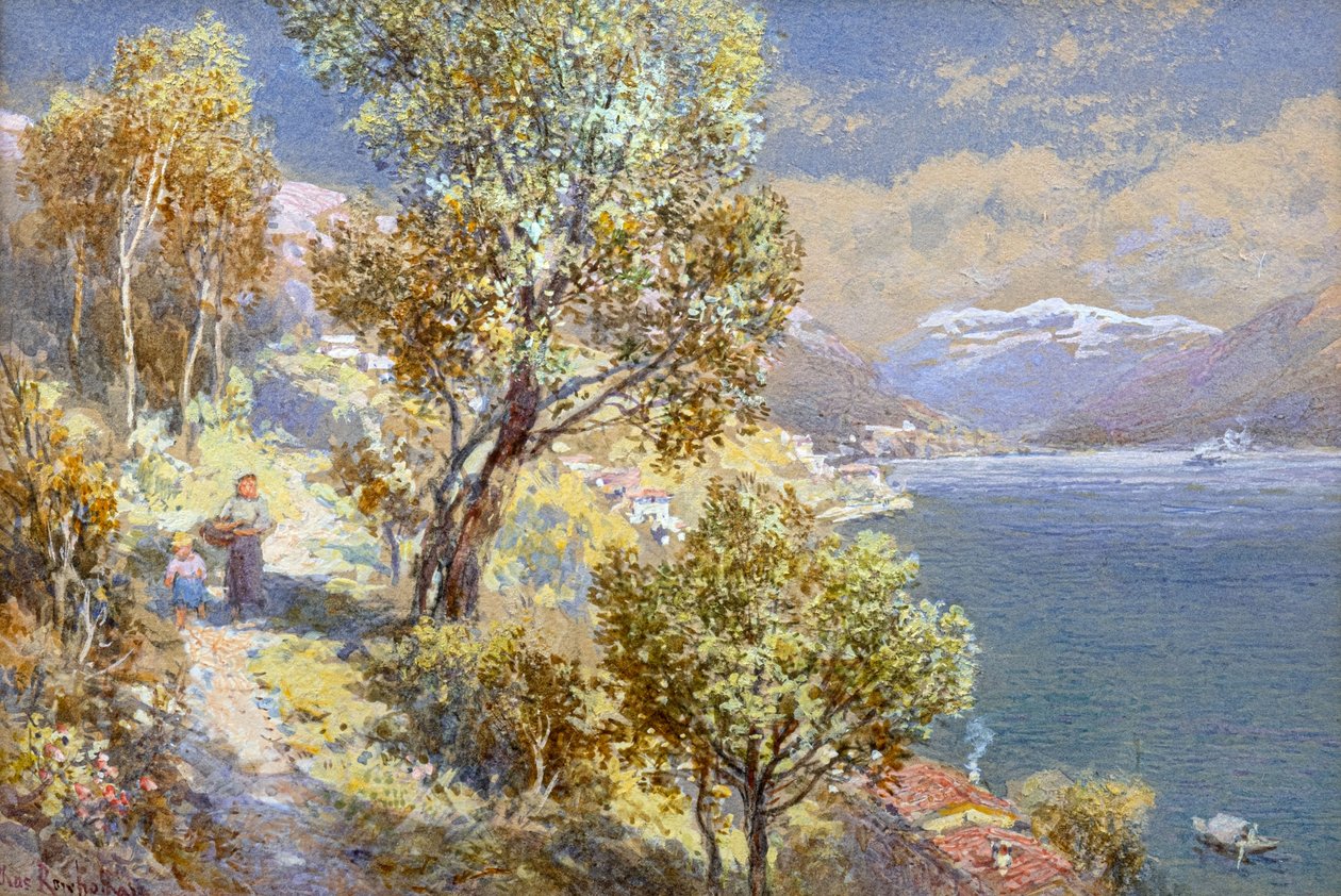 Luganosjön (akvarell) av Charles Rowbotham