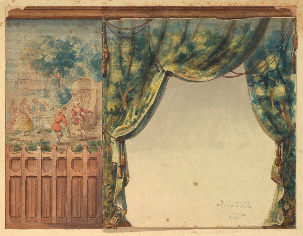 Design för del av trappan i Château-sur-Mer, Newport, Rhode Island av Charles Salagnad, French