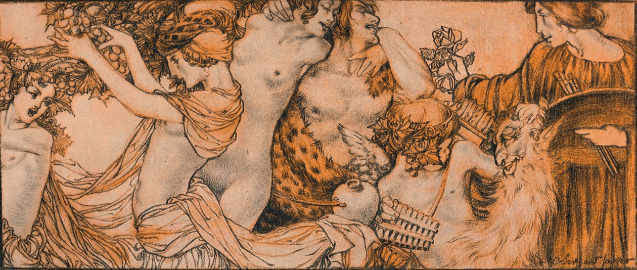 En illustration från Rubaiyat av Omar Khayyam, c20-talet 1914-1915 av Charles Sergeant Jagger