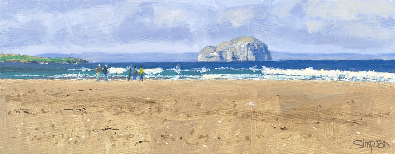 Bass Rock, Belhaven, 2015 (olja på duk) av Charles Simpson