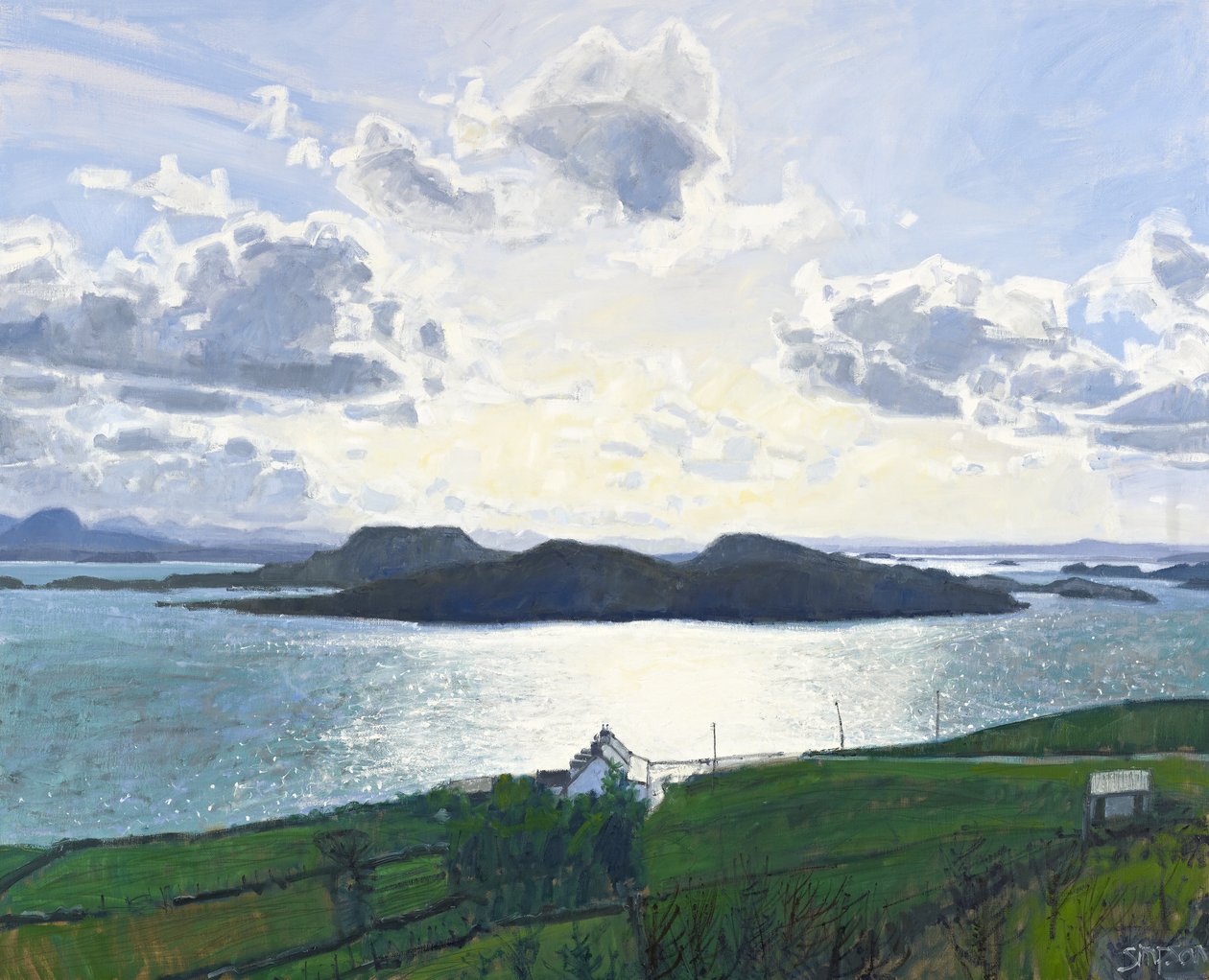 Dazzling Light, Tanera Mor, 2011 (olja på duk) av Charles Simpson