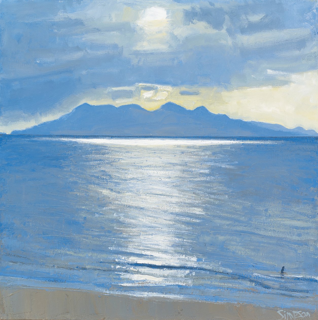 Evening Bather, 2014 (olja på duk) av Charles Simpson