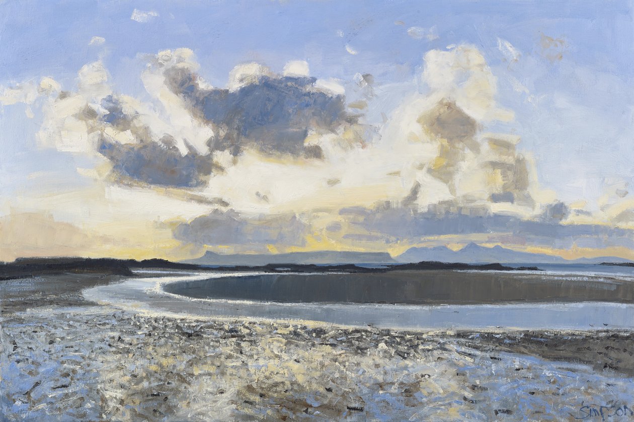 Kvällsmoln, Eigg  Rum, 2015 (olja på duk) av Charles Simpson