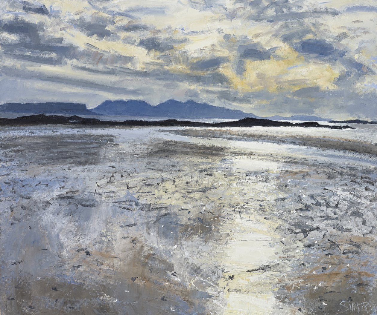 Evening Light, Low Tide, 2013 (olja på duk) av Charles Simpson